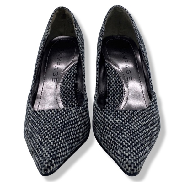 Like New - Rampage Maria 5 Stilettos Pumps Black White Tweed Fabric - Size 9 - Picture 4 of 9